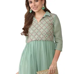 youthnic Youhnic Womens Georgette Sequence Embroidery Work Anarkali Kurta image 1
