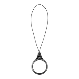 AUGEN Cell Phone Lucky Charm Keychain Metal Finger Ring Lanyard for Mobile, Grip, Hanging Thread Strap Anti-Slip Ideal for Cameras Keys Electronics (Black) image 1