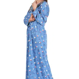 r rilo RILO Women's Printed Hosiery Cotton Full Sleeve Nighty Nightgown Maxi with Pocket image 4