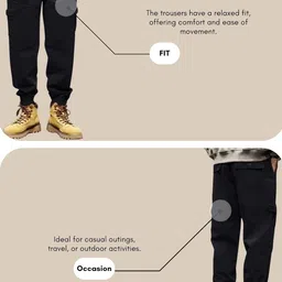 leriya fashion Men's Cargo Pants with 6 Pockets, Premium Cotton Drawstring Trousers, Comfortable Casual Workwear Joggers, Stretchable Track Pants for Office and Parties image 4