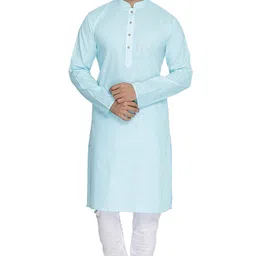 royal kurta Men's Pure Cotton Solid Kurta Pajama Set image 1