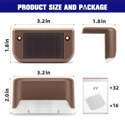 tech logo electronics Solar Deck Lights Solar Step Lights Outdoor Waterproof Led Solar Fence Lamp for Patio, Stairs,Garden Pathway, Step and Fences (Warm White) (4) image 4