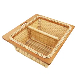 Akway Wicker basket for Modular Kitchen | Pull out Wicker Basket for Kitchen | Onion Patoto basket for (With Partition, 22"W (564mm) Including Channel x 16"D x 6"H) image 2