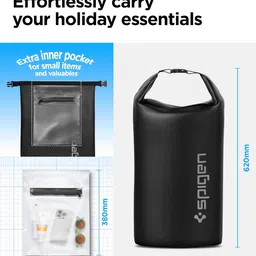 Spigen Aqua Shield Waterproof Dry Bag Rucksack 30L, [Mesh-Lined Padded Straps] [Roll-Top Closure] Backpack for Swimming, Paddle Boarding, Fishing, Kayaking, Camping, and Boating - Black image 5