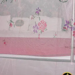 AMRIKO Premium Printed Mosquito Net for Double Bed (6x7 Feet) | Exclusive Designer Print | Sturdy & Durable Machardani | Ultra-Fine Mesh | Pink Print image 3