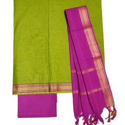 ivikta Mangalagiri Cotton Unstitched Salwar Suit Set with Dupatta for Women | South Cotton Handloom Suit Dress Material image 1