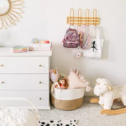 HOMEABLE Large Woven Cotton Rope Storage Basket Blanket Storage Baskets, Laundry Basket, Toy Storage, Nursery Hamper - Decorative Basket for Living Room (15x13 inch Wide, White/Honey) image 5