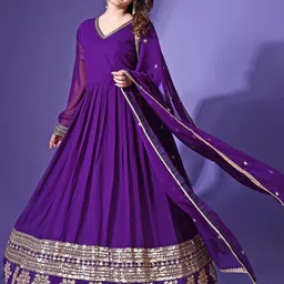 wedani Faux Georgette Embroidered Anarkali Dress for Women image 4