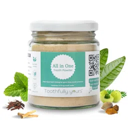 Toothfully yours All in one tooth powder with only pure ayurvedic herbs, Plaque remover for teeth, Bad breath remover, Dant manjan powder for healthy gums (Pack of 1) image 1