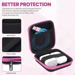ZedGear Earphone Headphone Case Pouch Multi Purpose Storage Case for Earphones Headset Charging Cable Pen Drives SD Cards Memory Card Data Cord and Other Mobile Accessories - Pink image 4