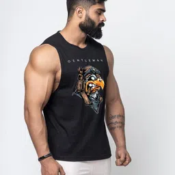 juari be a gentleman Men's Cotton, Sleeveless Printed Vest (Black) image 3