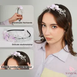 Samyak Pearl & Crystal Hair Band Accessories For Women & Girls, Stylish Tiara Headband For Wedding Party Juda Bun Fashion For Bridal Hair Decoration Accessory image 5