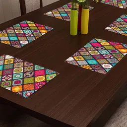 CASA-NEST PVC Printed Placemats for Dining Table and Kitchen (45 X 30 Cm) Set of 6 Pieces ||Hot Vessels Transparent Dining Mat, Multicolour image 5