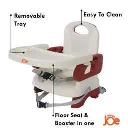 JUNIOR JOE 2 in 1 Baby Booster Seat With Removable Dining Tray and Safety Belt (BROWN) image 5