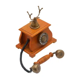generic Decor Antique Wooden and Brass landline Working Telephone image 2