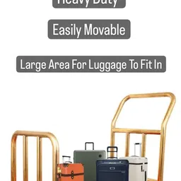 generic Shoppers Hub PNQ Golden Rectangle Shaped Luggage Cart Trolley with 6 Inch Heavy Gripped Wheels and Red Carpet for Heavy Duty Use in Commercial Places (Trolley Carpet Area: 42 x 24 Inches Approx) image 3