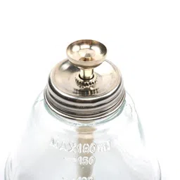 furnido 1 Pcs,6 Oz Glass Dispenser Bottle for Nail Polish Remover,Empty Thick Clear Glass Push Down Alcohol Pump Sanitizer Dispenser Container with Dust Cover,Metal Core-Nail Art Gel Remover Container image 4