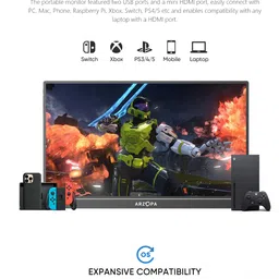 ARZOPA 15.6'' FHD 1080P Portable Monitor with Kickstand,60Hz Ultra-Slim Portable Laptop Monitor with Speaker- IPS Eye Care Display for PC, MacBook, Mobile, Xbox, PS5 - USB C & HDMI Connectivity image 2