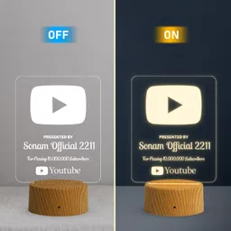 giftmebazar Gift Me Bazar Personalized YouTube Desk Table Lamp with Warm White Light & USB Powered | Customized with Name | Gift for Youtuber | Home & Office Decor Light image 3