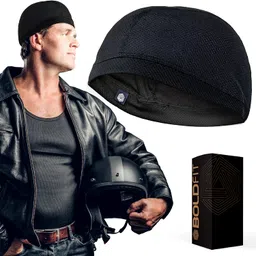 Boldfit Eye Mask for Sleeping- Black & Boldfit Head Support Head Cap for Helmet Head Skull Cap (Pack of 1) Black image 2