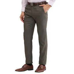 raymond Men Slim Fit Solid Pattern Poly Viscose Blend Flat Front Formal Trouser image 3