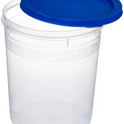 Amazon Brand - Solimo 2-Piece Kitchen Storage Container Set, 7.5 litres, Blue Lid, Plastic, Plastic image 2