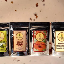 Matru Ayurveda Premium Pack of Amla, Reetha/Soapnut, Shikakai and Hibiscus Powder (100 Grams Each) image 1