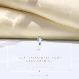 highspark 925 Silver Men's Designer Hoop Styled Earring | 92.5 Sterling Silver & Stunning Shine | Single Stud for Men | Lovely Gift - Hoop Styled image 3