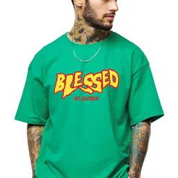leotude Men Half Sleeve Oversized Tshirt, Round Neck Longline Drop Shoulder | Colorful Printed Regular Fit T-Shirt image 1