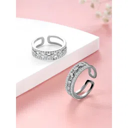 peora Gold Plated Rani Pink Green Cubic Zirconia Studded Fancy Toe Ring Adjustable Bichiya Stylish Fashion Jewellery image 2