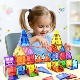 ANVIE & ABEER Set of 30 Pcs Magnetic Construction Blocks Tiles for Kids, Educational Magnetic Stacking Blocks for Boys Girls, Magnets Construction Toys,Stem Preschool Toy (Big Tiles Set of 30 PCS) image 1