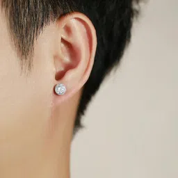 asma jewel house Stainless steel white zircon small stud earrings For Men Women image 3