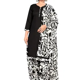 merira Black Cotton Blend Printed Ready to Wear Patiala Salwar Suit (Readymade__JOPLVSRW5193-P) image 1