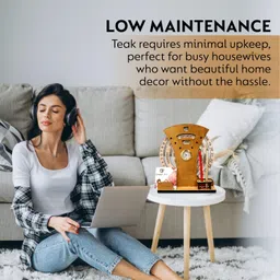 teak wood WOODEN CALENDAR WITH DESK ORGANIZER AND CLOCK - PREMIUM DARK WOOD ANTIQUE LOOK FOR OFFICE AND HOME DECOR,CORPORATE GIFTS, ECO-FRIENDLY DESIGN AND TABLE DESK, DECORATIVE GIFTS SIZE 9.5 * 7 * 2 IN image 3