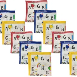 fancyadda Kid's Cotton Educational Handkerchiefs (Set of 12, Multi-Coloured) image 1
