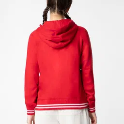 fyltr Women's Winter Hoodie with Stripe Rib Detail - Sporty Raglan Sleeve | Spacious Side Pockets | Full Zipper | Sweatshirts for Women | Casual Winterwear image 2