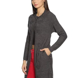 clapton Women's Round Neck Acrylic Blend Full Sleeve Outer Long Buttoned with 2 Pockets Casual Sweater Cardigan image 2