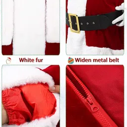 koquena Santa Claus Costume for Men Santa Suit Set 9pcs Velvet Adult Santa Costume Santa Outfit for Christmas Party Cosplay image 3