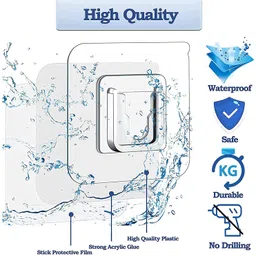 JIALTO Adhesive Hooks for Wall Heavy Duty Wall Hook Waterproof Stick on Adhesive Stronger Plastic Wall Hooks wall hangings Robe Stainless Steel (Double-Sided)(Pack of 10) image 3