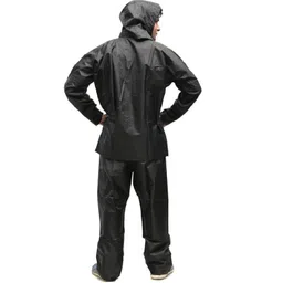 n g products 100% Waterproof Nylon Zipper Raincoat With Jacket, Hood and Pant With Pockets for Men and Women, Size-XXL (Black) image 3