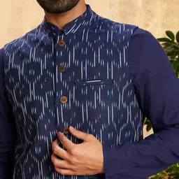 amazon brand - symbol Men's Floral Regular Cotton Nehru Jacket Kurta Pant Set (3pcs) image 4