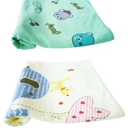 TERI BERI 100% Soft Cotton Baby Bath Towel for Infants/New Born/Babies (0-12 Months) (Pack of 2) (Colours & Prints Vary), Multi image 1