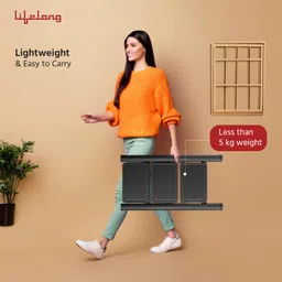 Lifelong 3 Steps Steel Ladder for Home, Foldable & Portable Stairs, Versatile Use for Kitchen, Bathroom & Office Foot Stool - Multipurpose Three Step Stool with 150 Kg Capacity (LLSLS03, Black) image 4