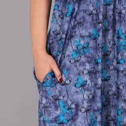 hargun night wear Floral Nightgown with Short Sleevess, Full Length and with sie Pockets image 4
