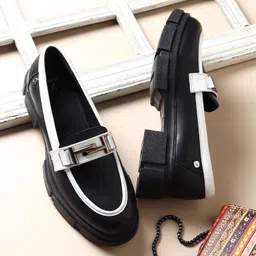 yoho Stella 001 Slip-on Loafers for Women | Comfortable & Stylish Block Heel | Fashion Moccasins with Footpharma Footbed | Perfect for Casual, Formal Shoe image 4