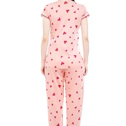 zeyo Women's Cotton Heart Printed Maternity & Feeding Relaxed Night Suit Set Of Top & Pyjama Nursing Night Dress 5329 image 3