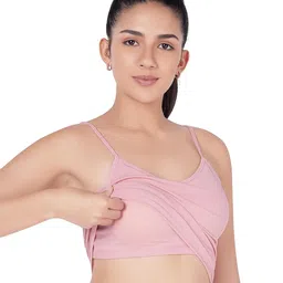 plumbury Women's Padded Camisole Adjustable Spaghetti Strap Tank Top with Built-in Shelf Bra| Relaxed Fit |Pink Size S to XL image 1