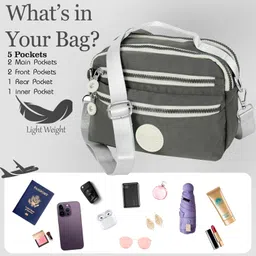 storite Women's Stylish Mini Lightweight Sling Crossbody Shoulder Bag (21.5 X 16 X 9 Cm, grey) image 3