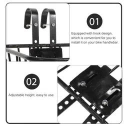 SECRET DESIRE Bicycle Bike Front Handlebar Basket with Hooks Black for Commuting Universal image 3