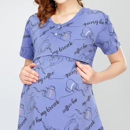 zeyo Women's Cotton Maternity Top Cup & Saucer Printed Feeding Regular Fit T-Shirt 5813 image 2